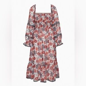 Aritzia Wilfred Women's Dress Midi Grace Floral Smocked Ruffle Size XS